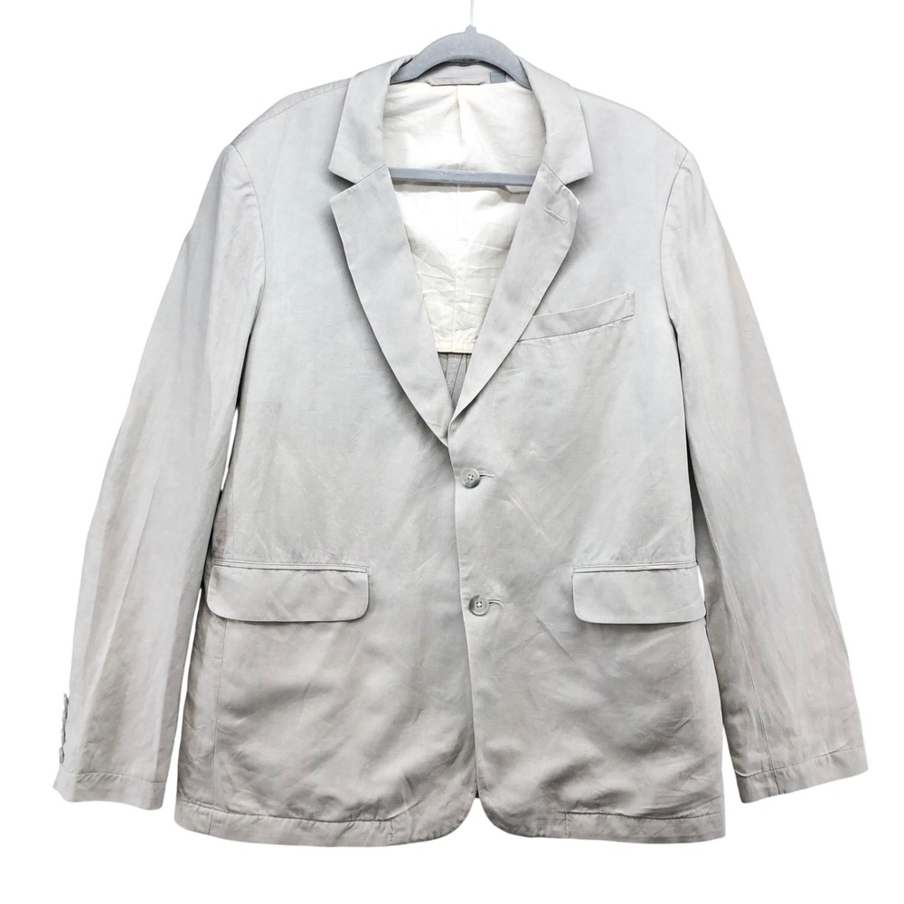 Vince Blazer Mens 44 Beige‎ Linen Blend Two Button Notch Lapel Sport Coat